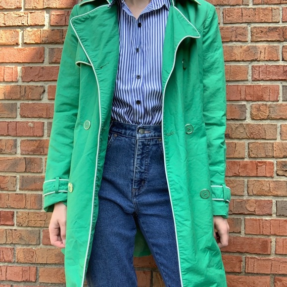 Tommy Hilfiger Kelly Green Duster Coat - Picture 2 of 4